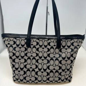 Coach, Monogram Canvas with Leather trim,Medium Tote